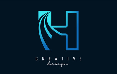 Outline Creative letter H logo with leading lines and road concept design. Letter H with geometric design.