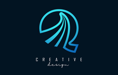 Outline Creative letter Q logo with leading lines and road concept design. Letter Q with geometric design.
