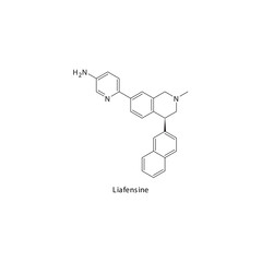 Liafensine molecule flat skeletal structure, SNDRI - Serotonin norepinephrine dopamine reuptake inhibitor. Vector illustration on white background.