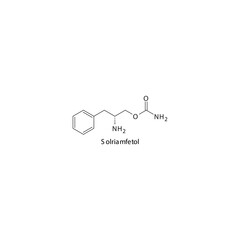 Solriamfetol molecule flat skeletal structure, NDRI - norepinephrine dopamine reuptake inhibitor class drug used in Nacrolepsy treatments. Vector illustration on white background.