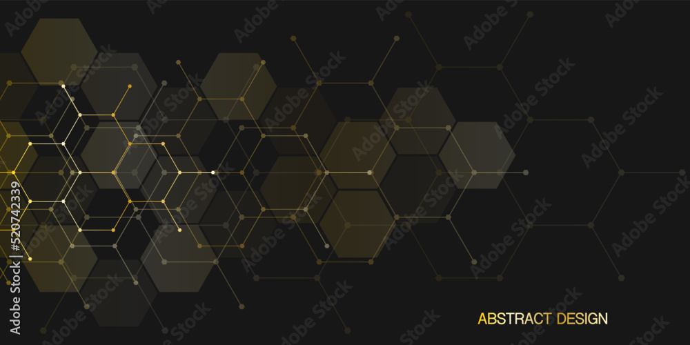 Aufkleber Abstract design element with geometric background and golden hexagons shape pattern