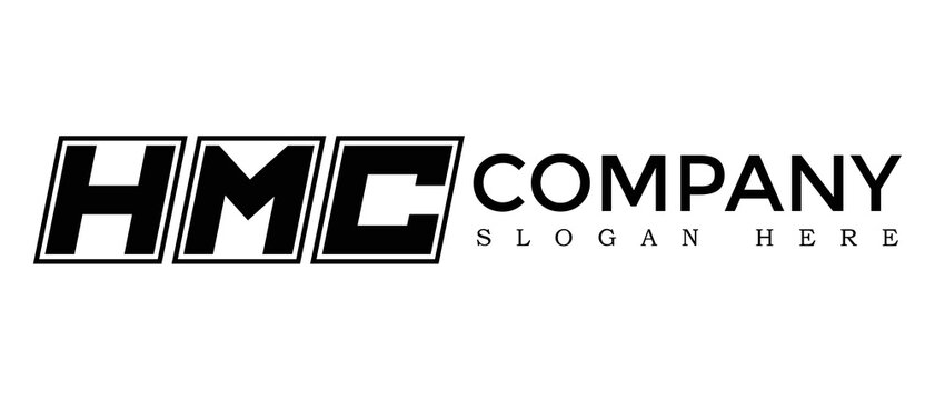 HMC three Letter Rounded rectangle boxes shape element symbol digital initial technology Media business logo design, Vector Template