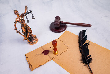 Notary's public pen and stamp on testament and last will. Notary public tools