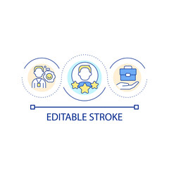 Employee satisfaction and motivation loop concept icon. Incentive to grow. Company worker development abstract idea thin line illustration. Isolated outline drawing. Editable stroke. Arial font used