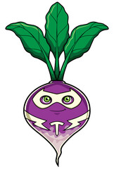 Turnip Superhero Mascot