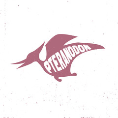 Pteranodon colorful dinosaur with lettering and texture. Vector illustration. © Tatiana