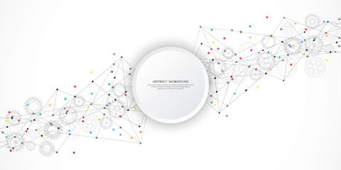 Abstract background and geometric pattern with connecting the dots and lines. Networking concept, internet connection and global communication