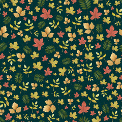 Watercolor seamless pattern with autumn leaves. Hand drawn. A bright, memorable print for textiles, postcards, wallpapers, phone or laptop cases and other printed materials.