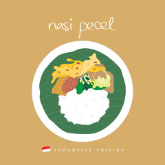 Nasi pecel asia food illustration