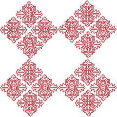 a set of seamless patterns in red on a transparent background.