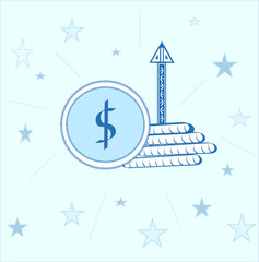 dollar symbol showing increment sign