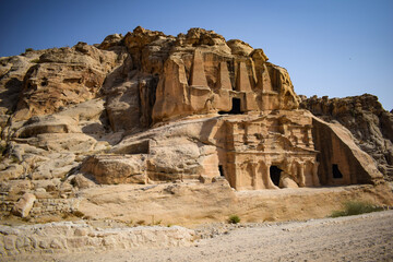Fototapeta premium Obelisk Tomb standing at the entrance caves to Al-siq in Petra, Jordan. Petra, Jordan is included in the UNESCO heritage list.
