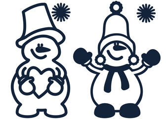 Two funny snowman icons for Christmas decor