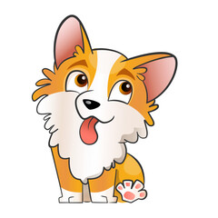 Cute corgi puppy character vector illustration in flat cartoon style