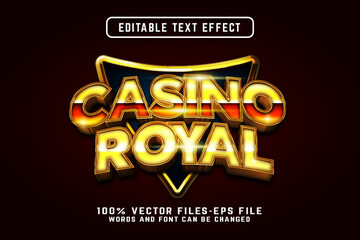 casino royal 3d text effect with golden style premium vectors