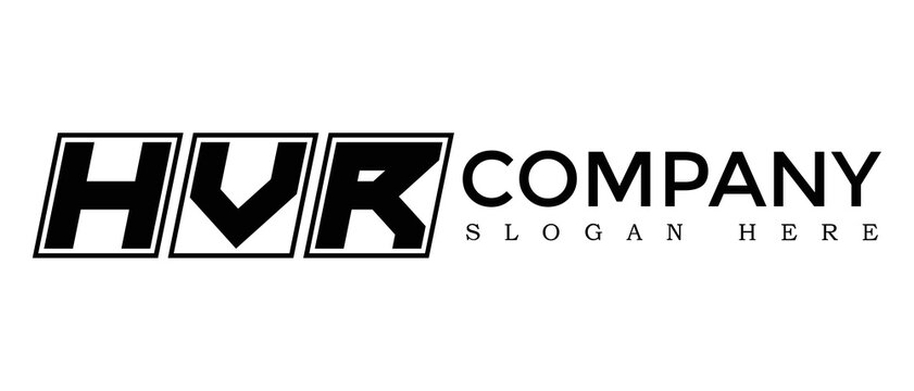 HVR three Letter Rounded rectangle boxes shape element symbol digital initial technology Media business logo design, Vector Template