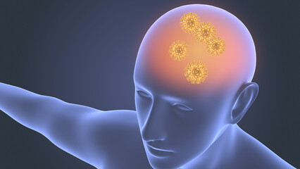 Obraz premium Human head with corona virus