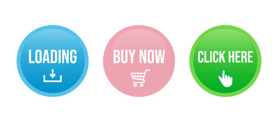Set of round modern buttons for website vector