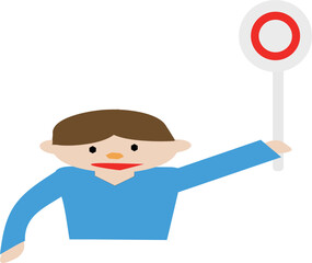 丸の棒を持つ男性のイラスト