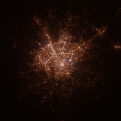 San Antonio (Texas, USA) street lights map. Satellite view on modern city at night. Imitation of aerial view on roads network. 3d render