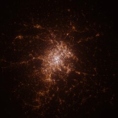 Vienna, Austria street lights map. Satellite view on modern city at night. Imitation of aerial view on roads network. 3d render