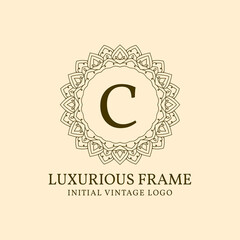 letter C luxurious frame initial vintage vector logo design element