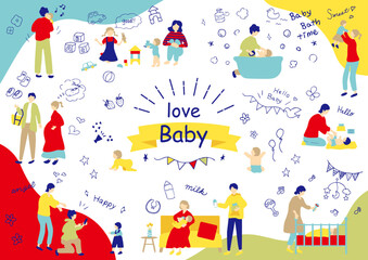 Fototapeta premium 家族の育児 イラスト素材集