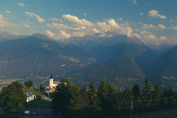 Fototapeta na wymiar Summer sunset in the mountains of Valle d'Aosta