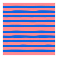Obraz premium Simple blue and pink inaccurately hand drawn stripes on white background. Seamless pattern can be used for textile, wallpaper, wrapping and fabric print.