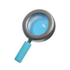 Metal magnifier with transparent glass. Vector search icon. 3d icon in a modern style