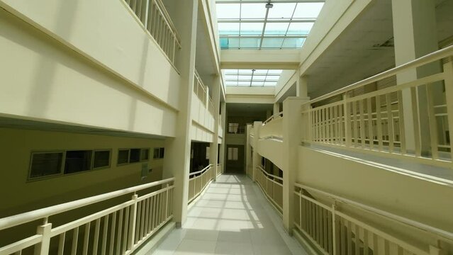 walking down from the second floor of the Zainal Abidin Hospital or abbreviated as RSUZA during the COVID-19 pandemic