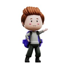 3d rendering illustration of a boy wearing a school bag