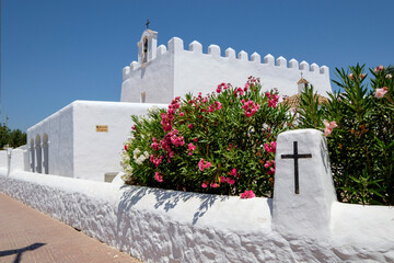 Iglesia de Sant Jordi, originaria del siglo XV, Sant Jordi de Ses Salines, Ibiza, balearic islands,...