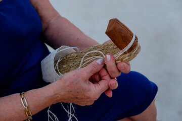 fabricacion tradicional de espardenyes ibicencas, alpargatas ibicencas,  Ibiza, balearic islands, Spain