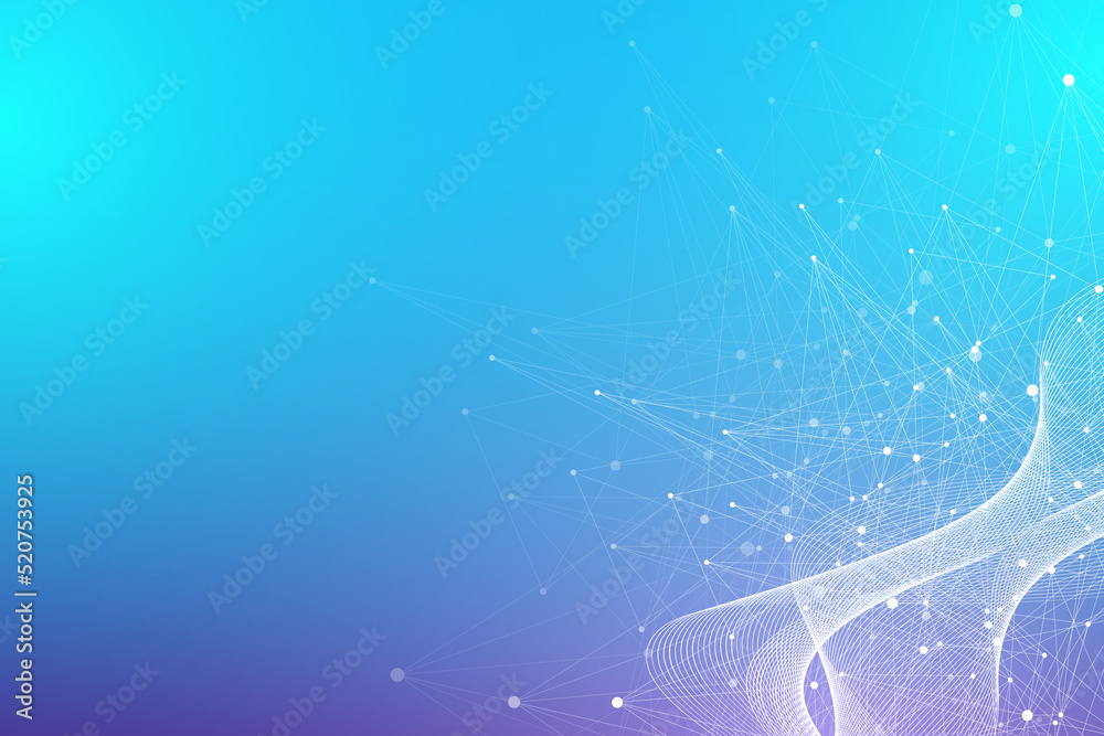 Poster expansion of life. colorful explosion background with connected line and dots, wave flow. visualizat