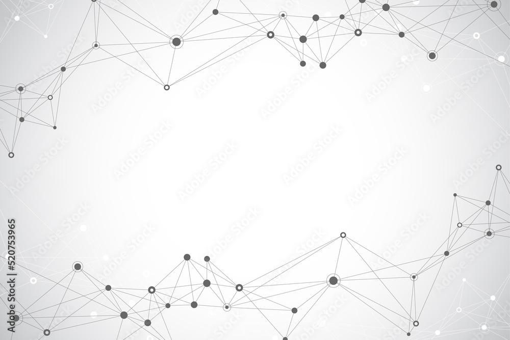 Aufkleber Technology abstract background with connected line and dots. Big data visualization. Artificial Intelligence and Machine Learning Concept Background. Analytical networks illustration