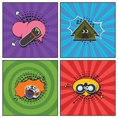 Hand drawn flat trendy cartoon elements collection summer camping