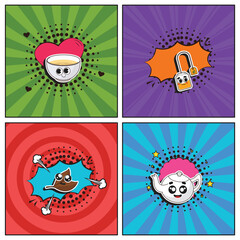 Hand drawn flat trendy cartoon elements collection Tea time