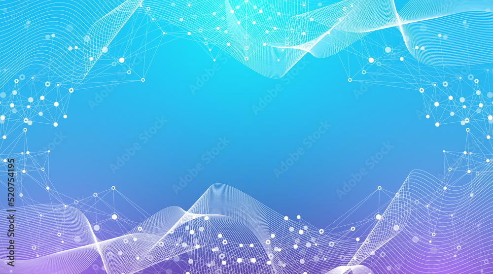 Aufkleber Technology abstract background with connected line and dots. Big data visualization. Artificial Intelligence and Machine Learning Concept Background. Analytical networks illustration