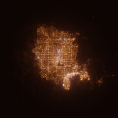 Las Vegas (Nevada, USA) street lights map. Satellite view on modern city at night. Imitation of aerial view on roads network. 3d render