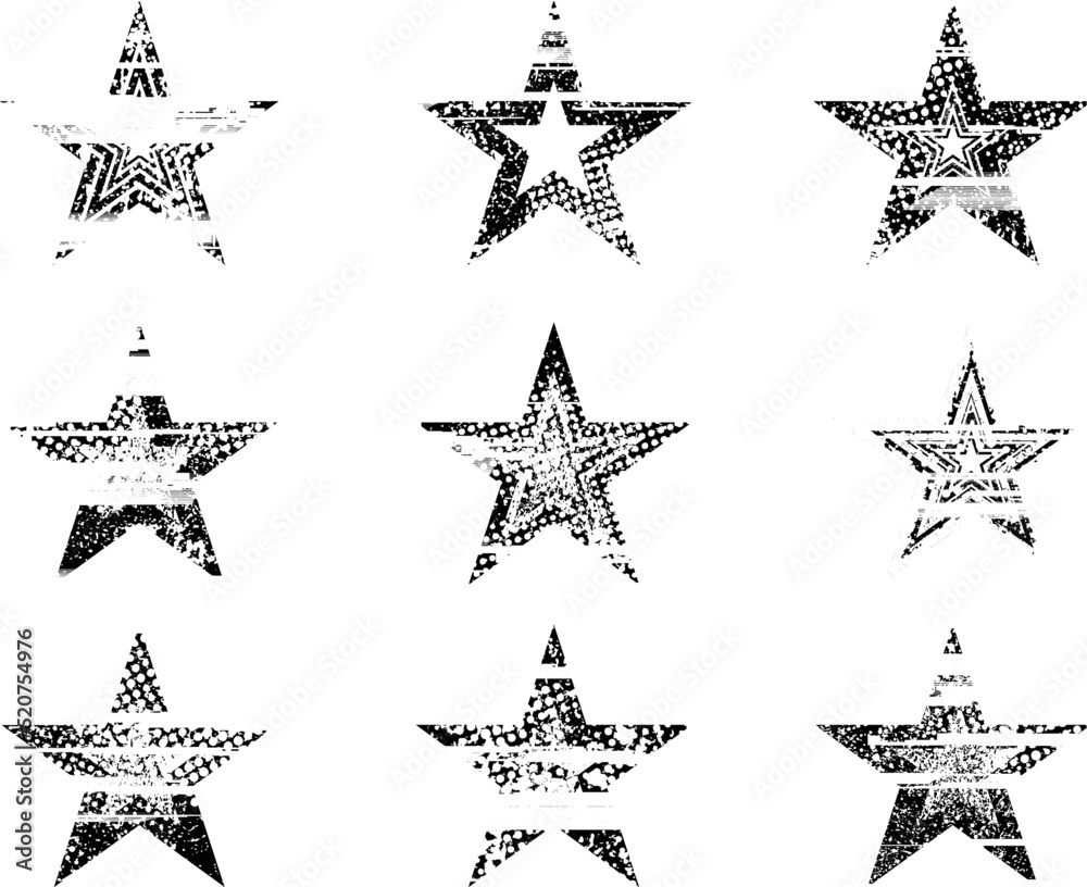 Fototapete glitch distorted geometric shape . minimal art design . noise destroyed star logo . trendy defect er