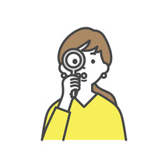 ルーペを持つ女性　Woman with loupe