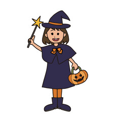 ハロウィン　仮装をする子供