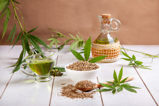Whole hemp seeds, ground seeds, oil, leaves and branches of fresh hemp