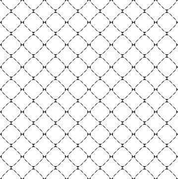 Black and white seamless pattern of minimalistic abstract rhombus grid on white background