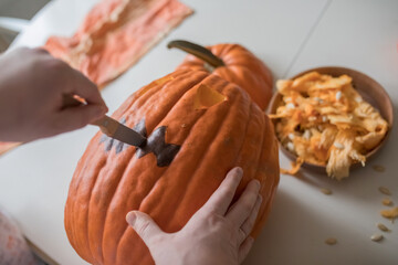 halloween pumpkin on a table