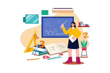 Math Teacher Illustration concept. A flat illustration isolated on white background