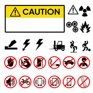 Warning sign for industrial.  Common logo for caution or warning label.  Empty yellow caution label.