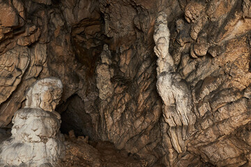 Interior of a cave with speleothemes