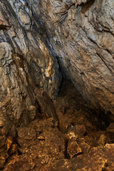 Interior of a cave with speleothemes